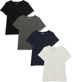 Amazon Essentials Women's Classic-Fit Short-Sleeve V-Neck T-Shirt, Multipacks