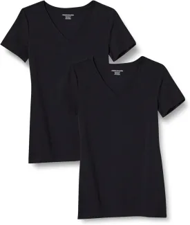 Amazon Essentials Women's Plus Size Short-Sleeve V-Neck T-Shirt, Multipacks