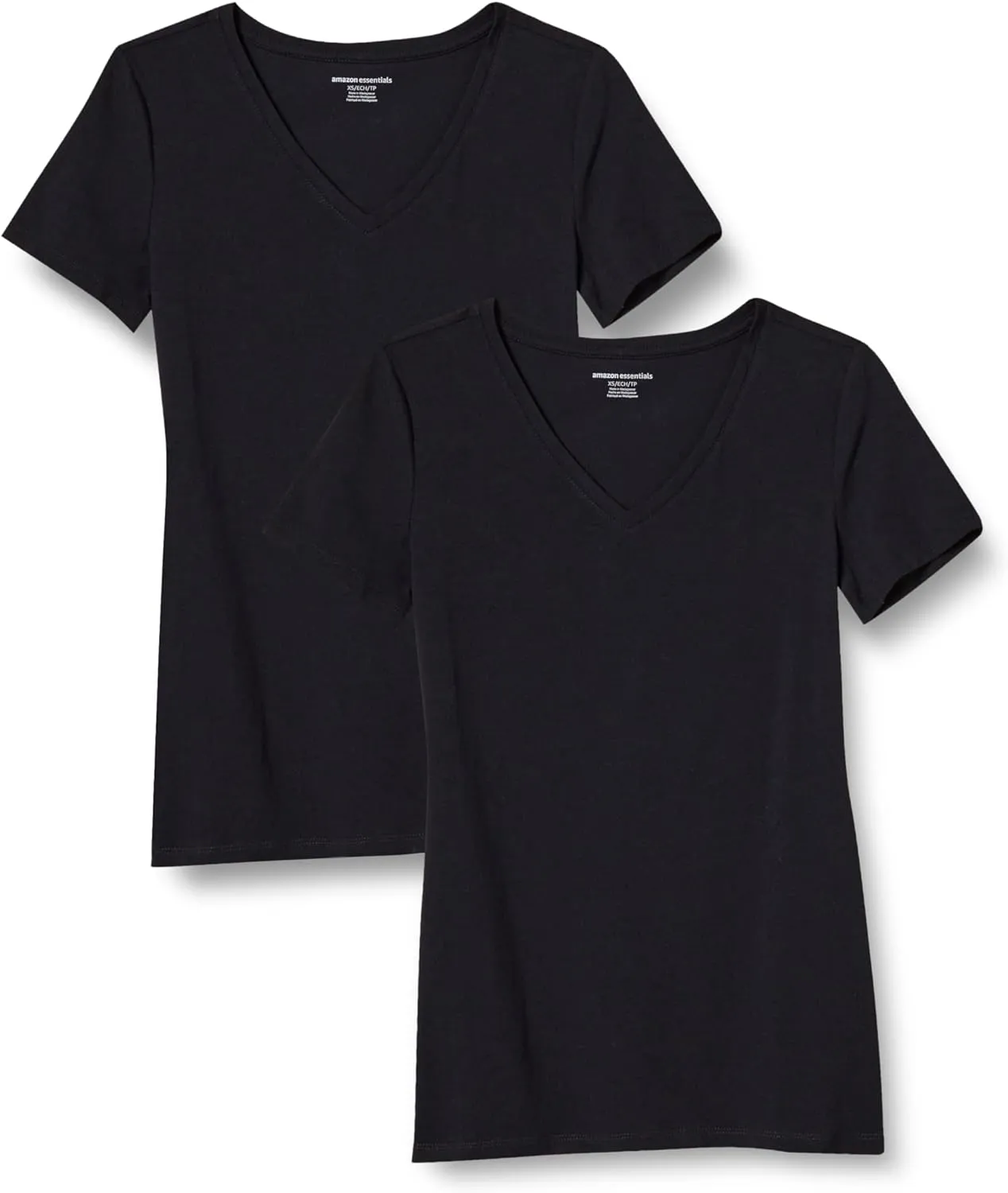Amazon Essentials Women's Plus Size Short-Sleeve V-Neck T-Shirt, Multipacks