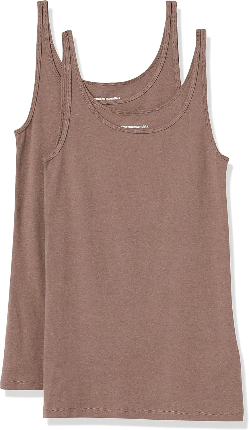 Amazon Essentials Women's Slim-Fit Thin Strap Tank Top, Pack of 2