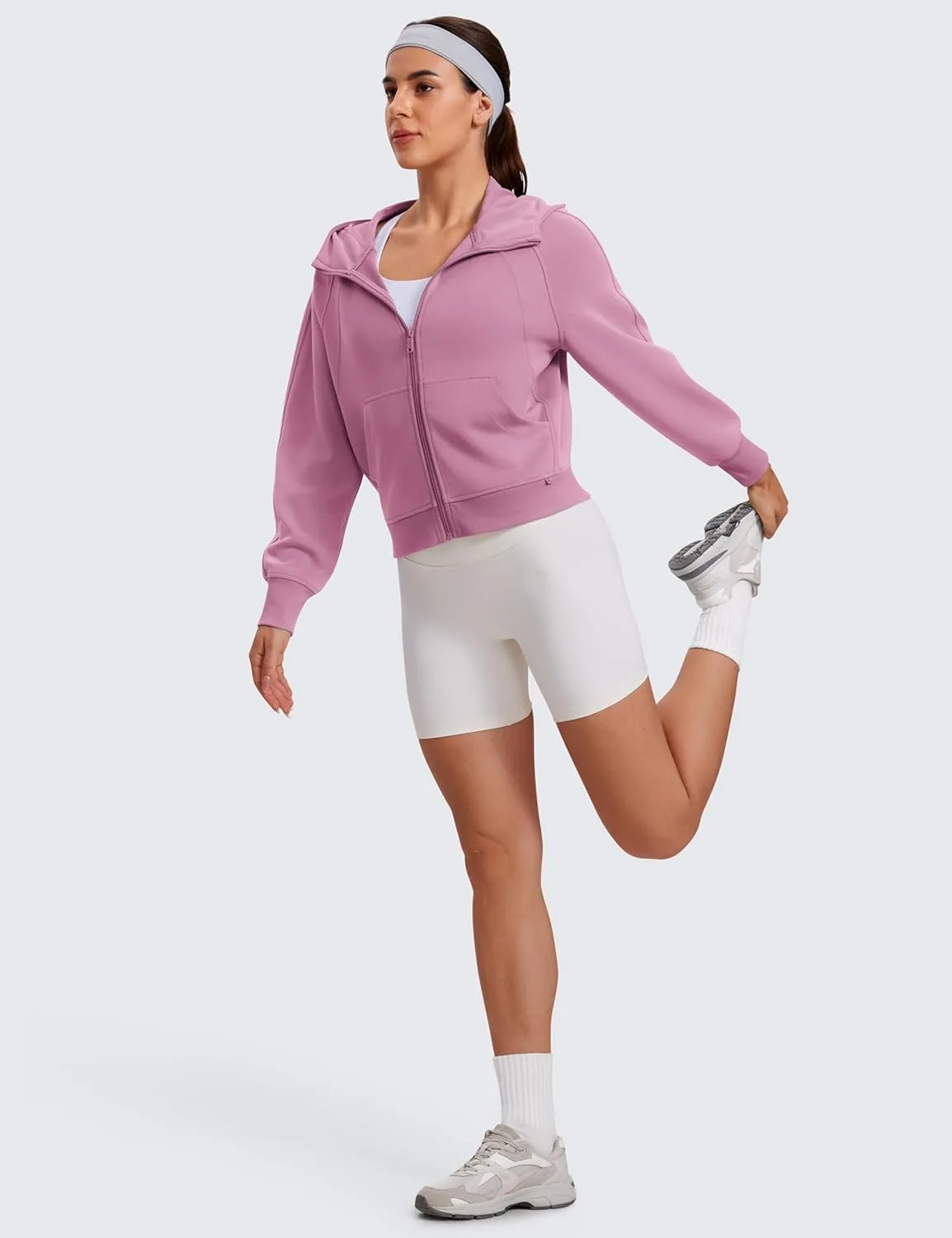 CRZ YOGA Womens SoftAura Full Zip Up Hoodie Workout Casual Hooded Sweatshirt Long Sleeve Athletic Jacket