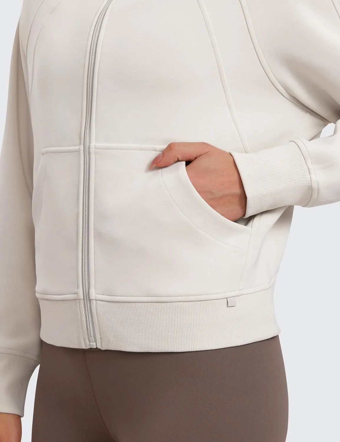 CRZ YOGA Womens SoftAura Full Zip Up Hoodie Workout Casual Hooded Sweatshirt Long Sleeve Athletic Jacket
