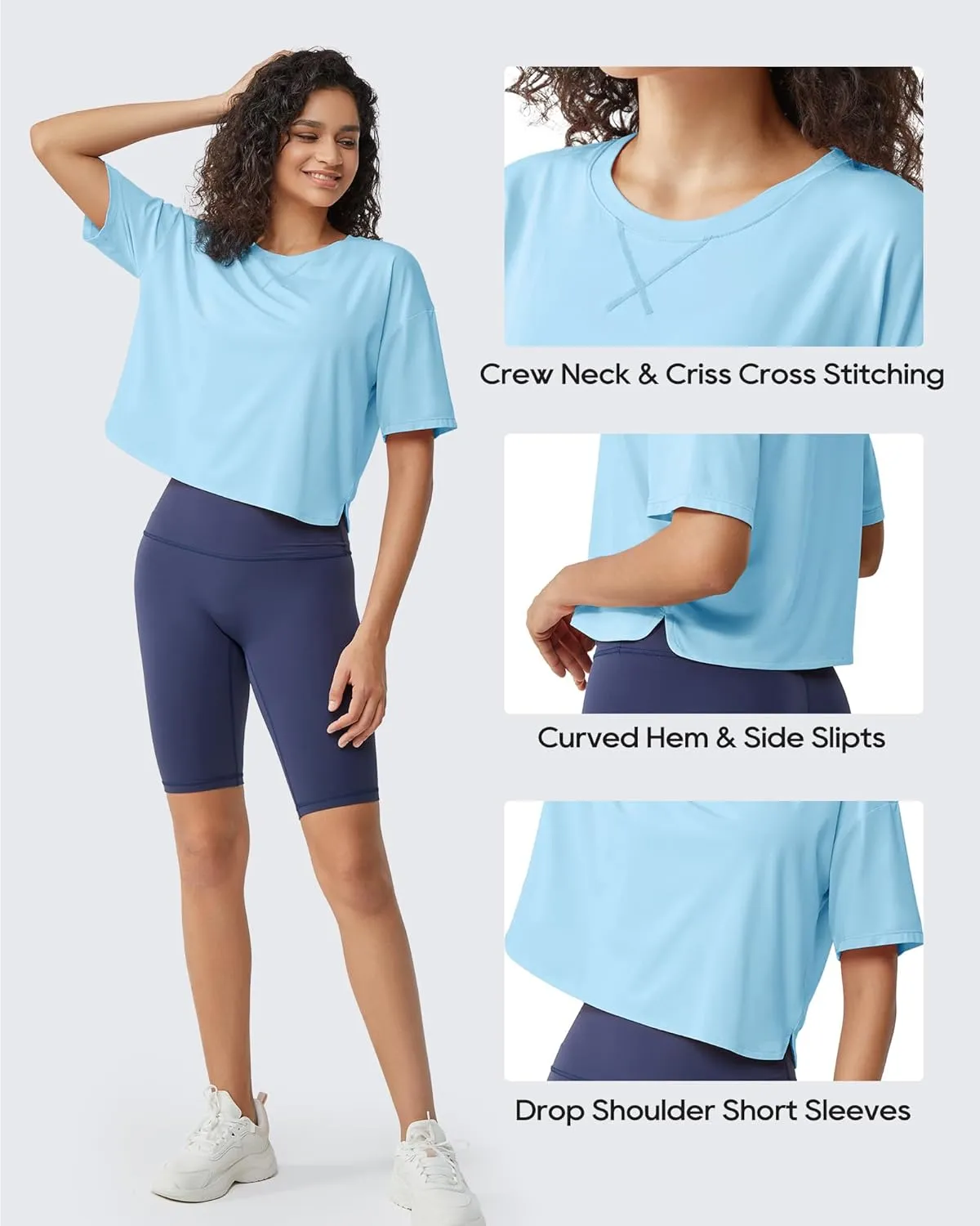 G4Free Short Sleeve Crop Workout Tops for Women Loose Fit Cotton Basic T-Shirts