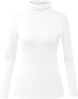 Herou Womens Long Sleeve Turtleneck Slim Fitted Lightweight Casual Active Layer Tops Shirts