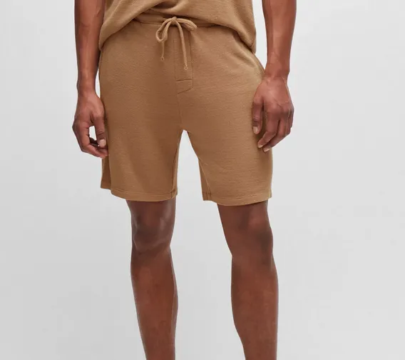 Beige Hugo Boss Ribbed Shorts 50509326-260