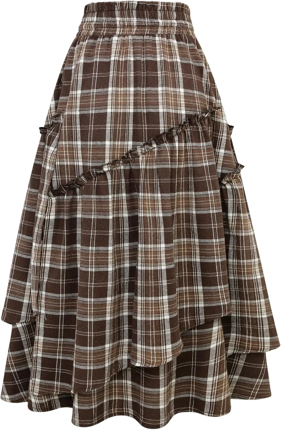 IDEALSANXUN Womens Long Plaid Skirts High Waisted A Line Renaissance Maxi Skirt with Pockets