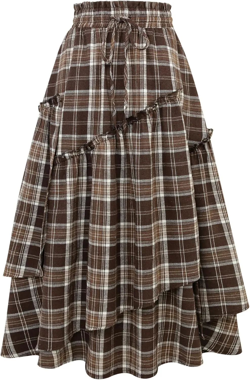 IDEALSANXUN Womens Long Plaid Skirts High Waisted A Line Renaissance Maxi Skirt with Pockets