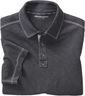 Johnston & Murphy Vintage Slub Polo - T-Shirt for Men - Short Sleeves - Spread Collar - Straight Hemline