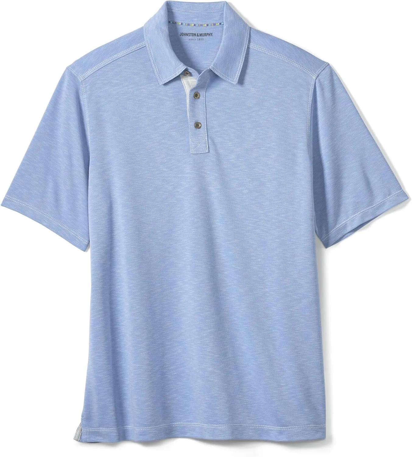 Johnston & Murphy Vintage Slub Polo - T-Shirt for Men - Short Sleeves - Spread Collar - Straight Hemline