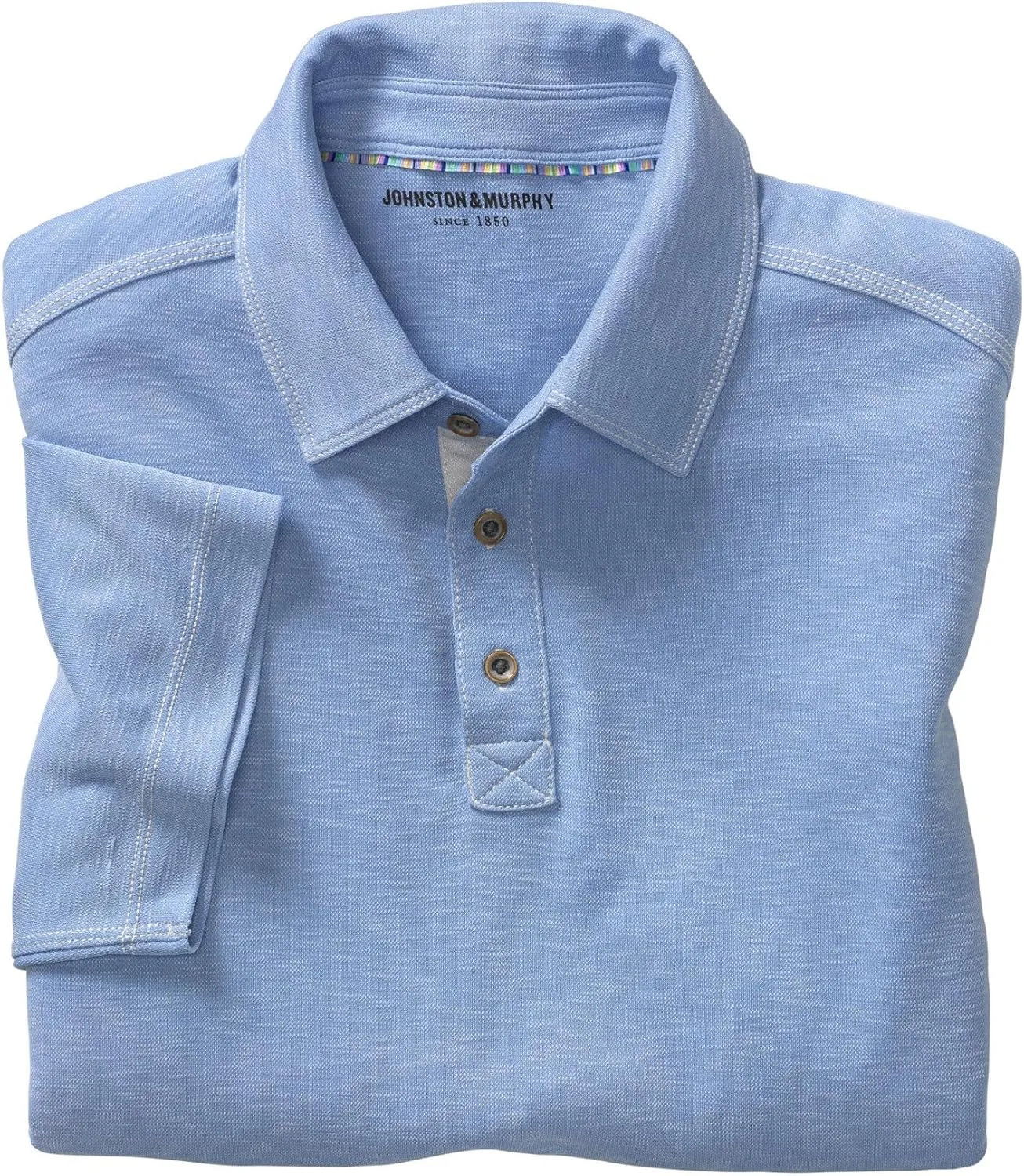 Johnston & Murphy Vintage Slub Polo - T-Shirt for Men - Short Sleeves - Spread Collar - Straight Hemline