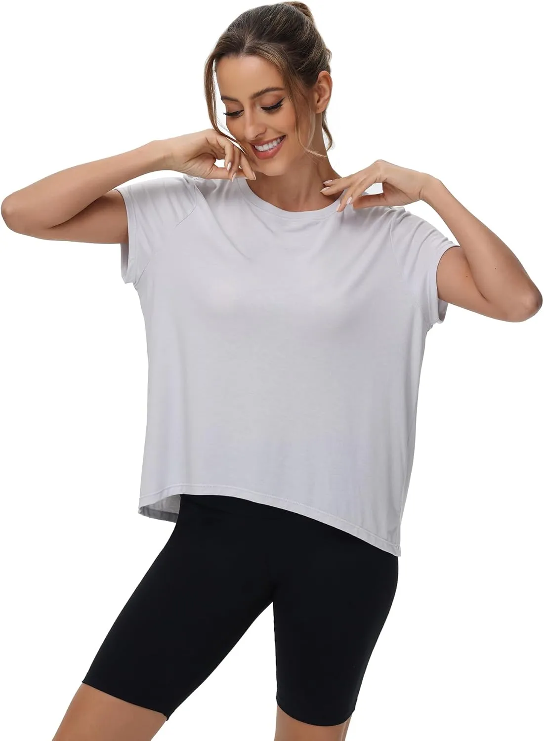 MCEDAR Women's Workout Short Sleeve Tops Loose Fit Casual Yoga T-Shirts Breathable Running Athletic Tee Shirts