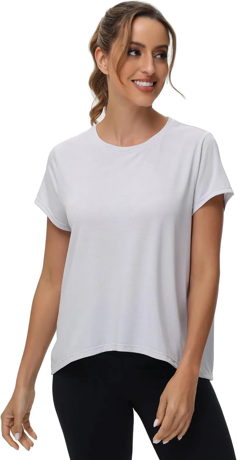 MCEDAR Women's Workout Short Sleeve Tops Loose Fit Casual Yoga T-Shirts Breathable Running Athletic Tee Shirts