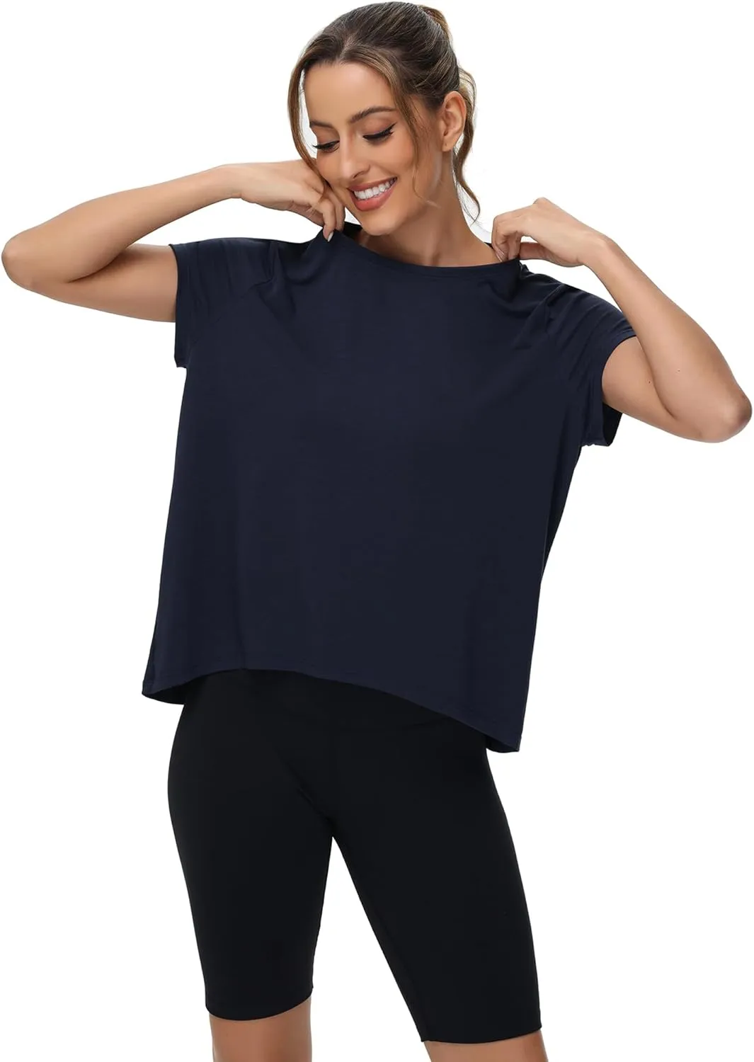 MCEDAR Women's Workout Short Sleeve Tops Loose Fit Casual Yoga T-Shirts Breathable Running Athletic Tee Shirts