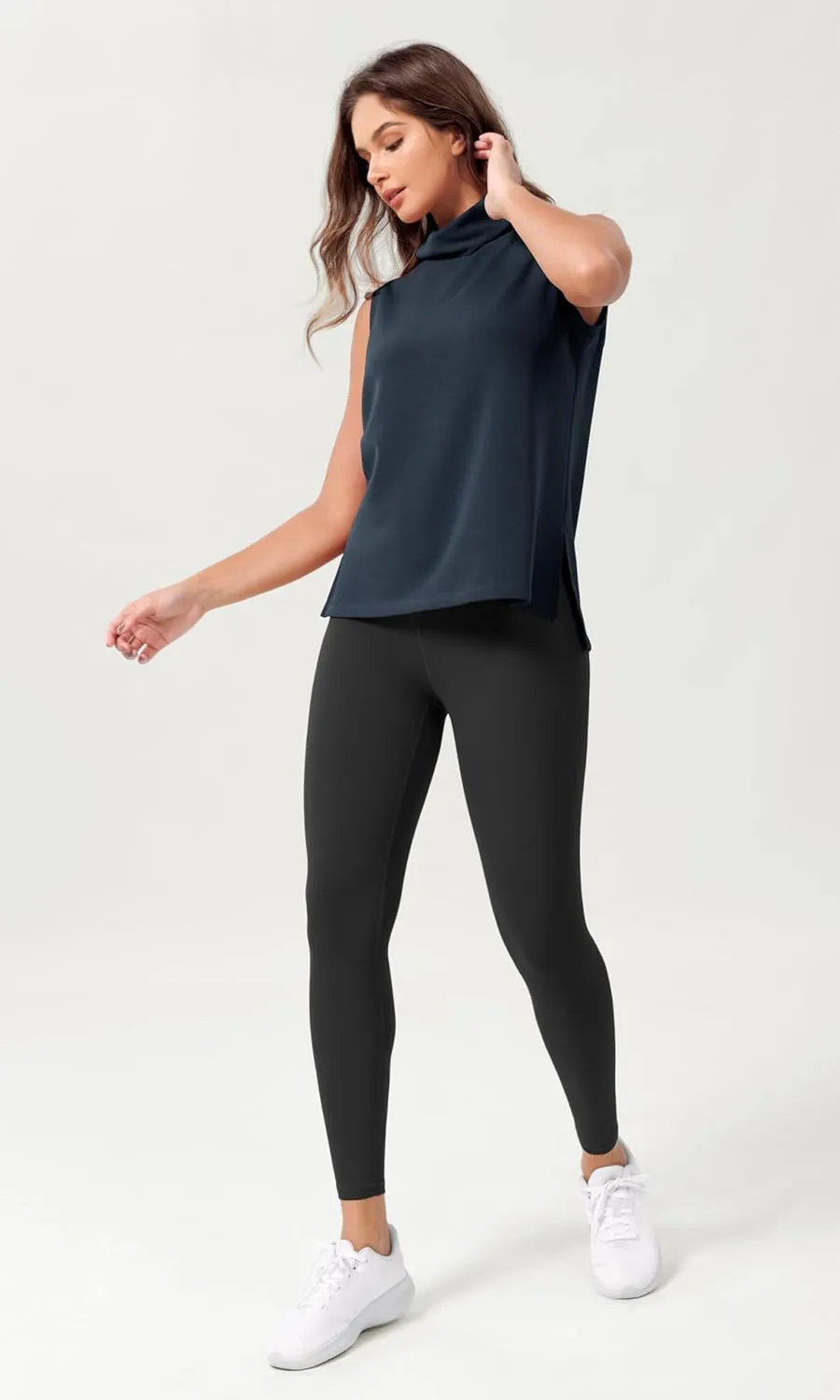 ODODOS Modal Soft Mock Neck Tank Tops for Women Sleeveless Sweater Vest Casual Turtleneck Pullover Top