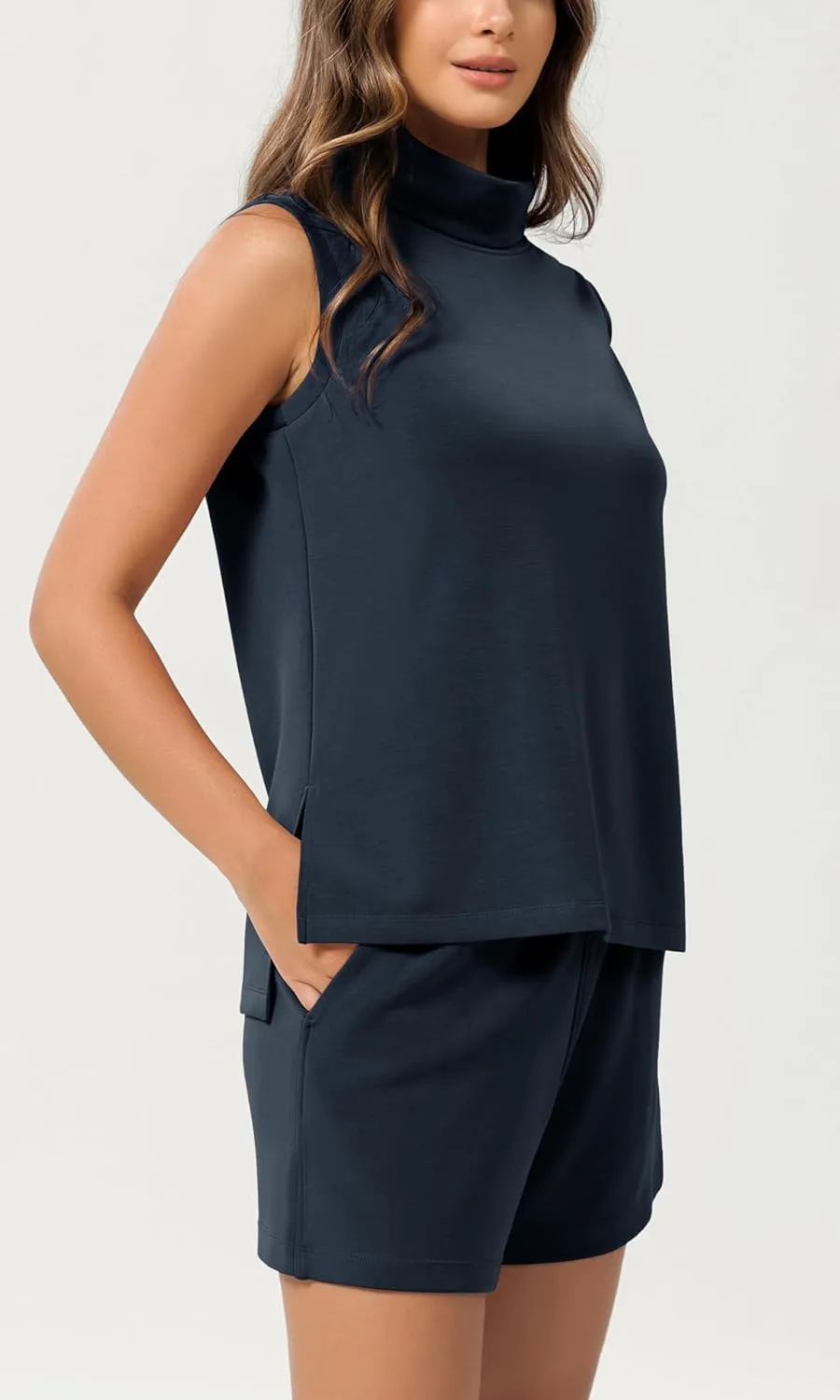 ODODOS Modal Soft Mock Neck Tank Tops for Women Sleeveless Sweater Vest Casual Turtleneck Pullover Top