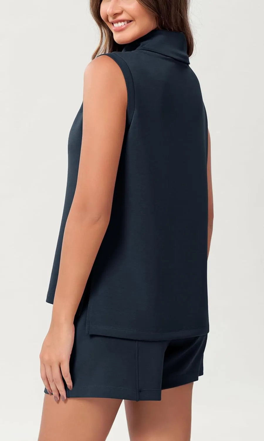 ODODOS Modal Soft Mock Neck Tank Tops for Women Sleeveless Sweater Vest Casual Turtleneck Pullover Top