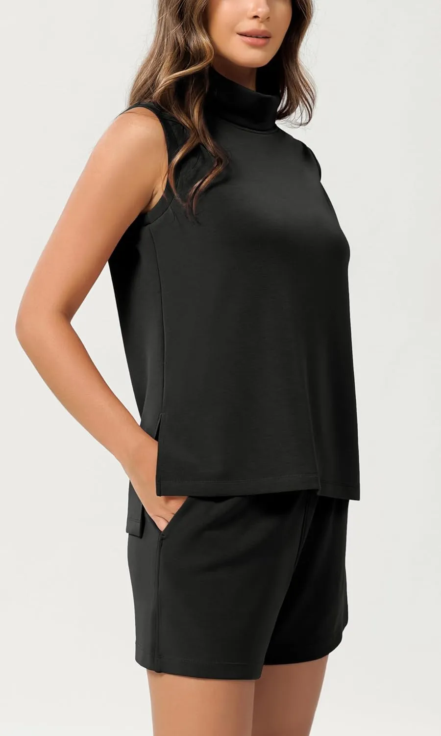 ODODOS Modal Soft Mock Neck Tank Tops for Women Sleeveless Sweater Vest Casual Turtleneck Pullover Top