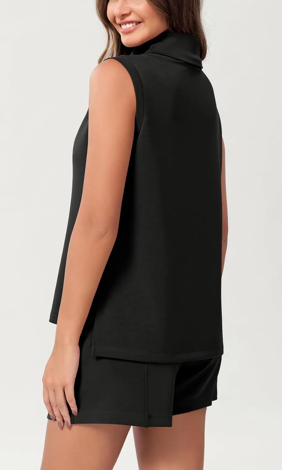 ODODOS Modal Soft Mock Neck Tank Tops for Women Sleeveless Sweater Vest Casual Turtleneck Pullover Top