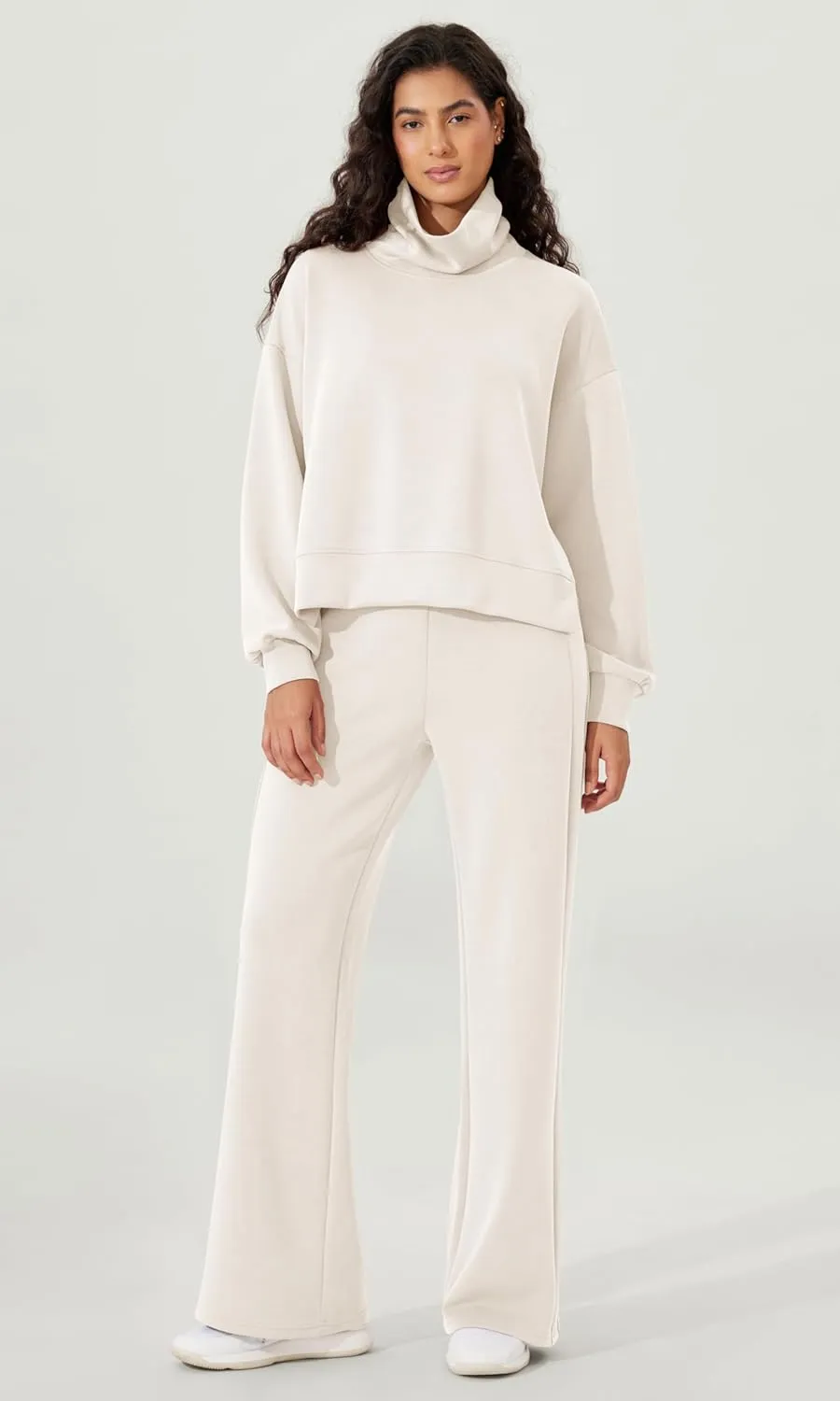 ODODOS Modal Soft Split Hem Turtleneck Sweatshirts for Women Long Sleeve Casual Pullover Top