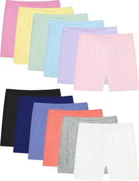 Resinta 12 Pack Girls Biker Cartwheel Shorts Toddler Under Dress Dance Short for Kids