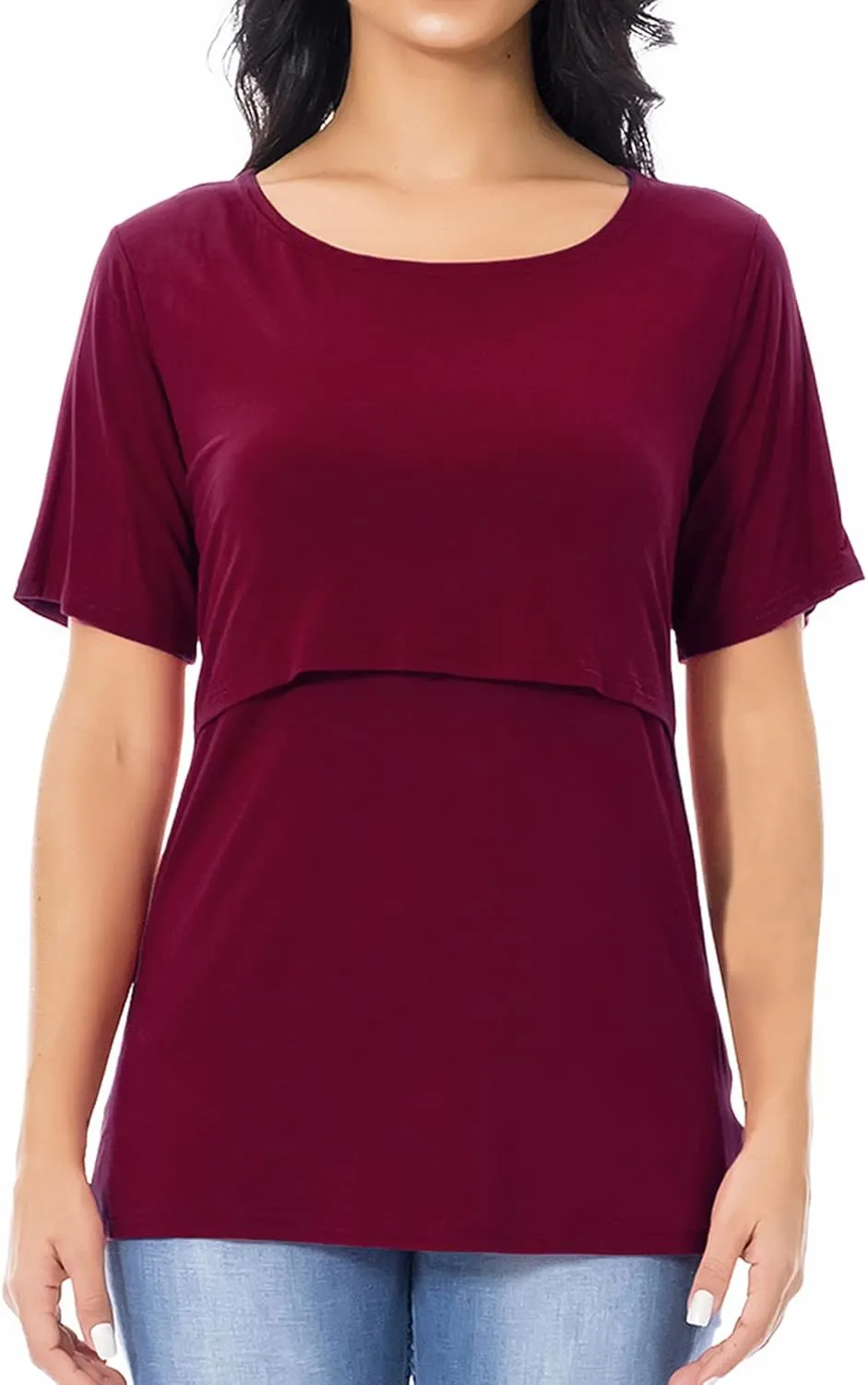 Smallshow Women's Maternity Nursing Tops Short Sleeve Breastfeeding Clothes