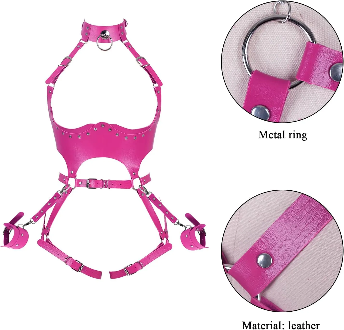 Waist Garter belt Punk Full body harness for women Photography Dance Rock Halloween Leather cage Chest strap set