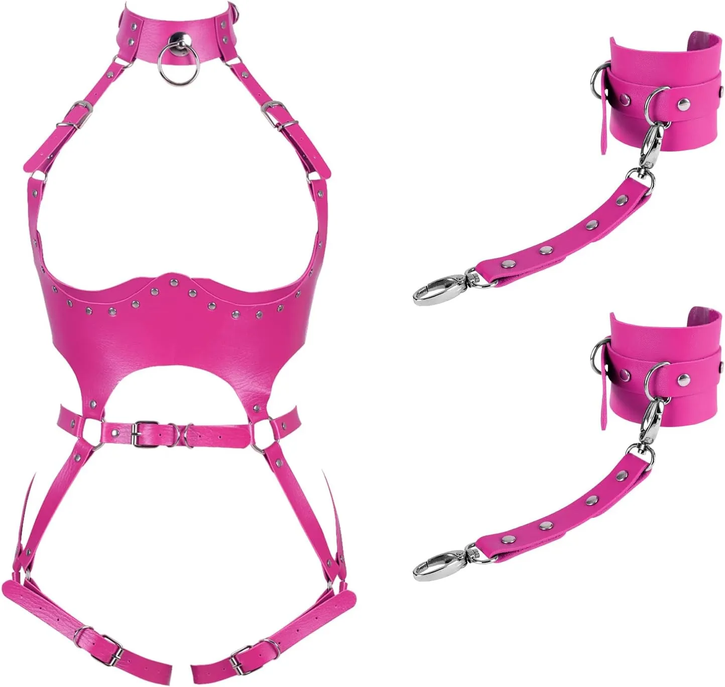 Waist Garter belt Punk Full body harness for women Photography Dance Rock Halloween Leather cage Chest strap set