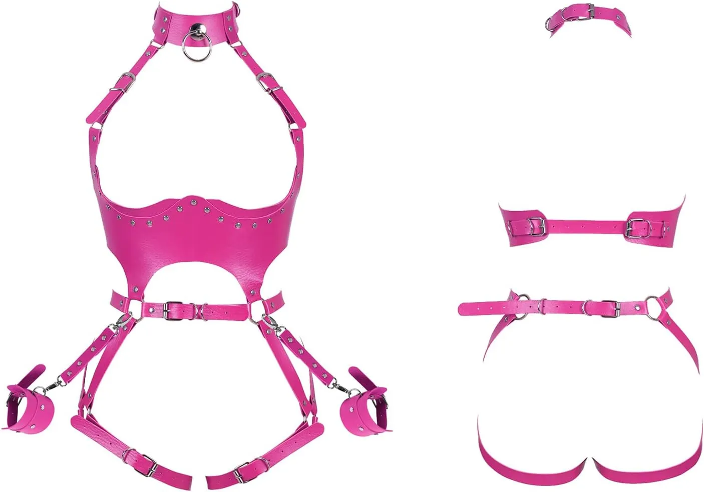 Waist Garter belt Punk Full body harness for women Photography Dance Rock Halloween Leather cage Chest strap set