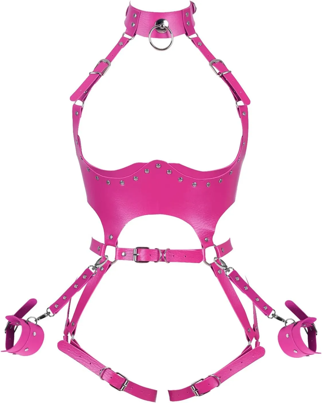 Waist Garter belt Punk Full body harness for women Photography Dance Rock Halloween Leather cage Chest strap set