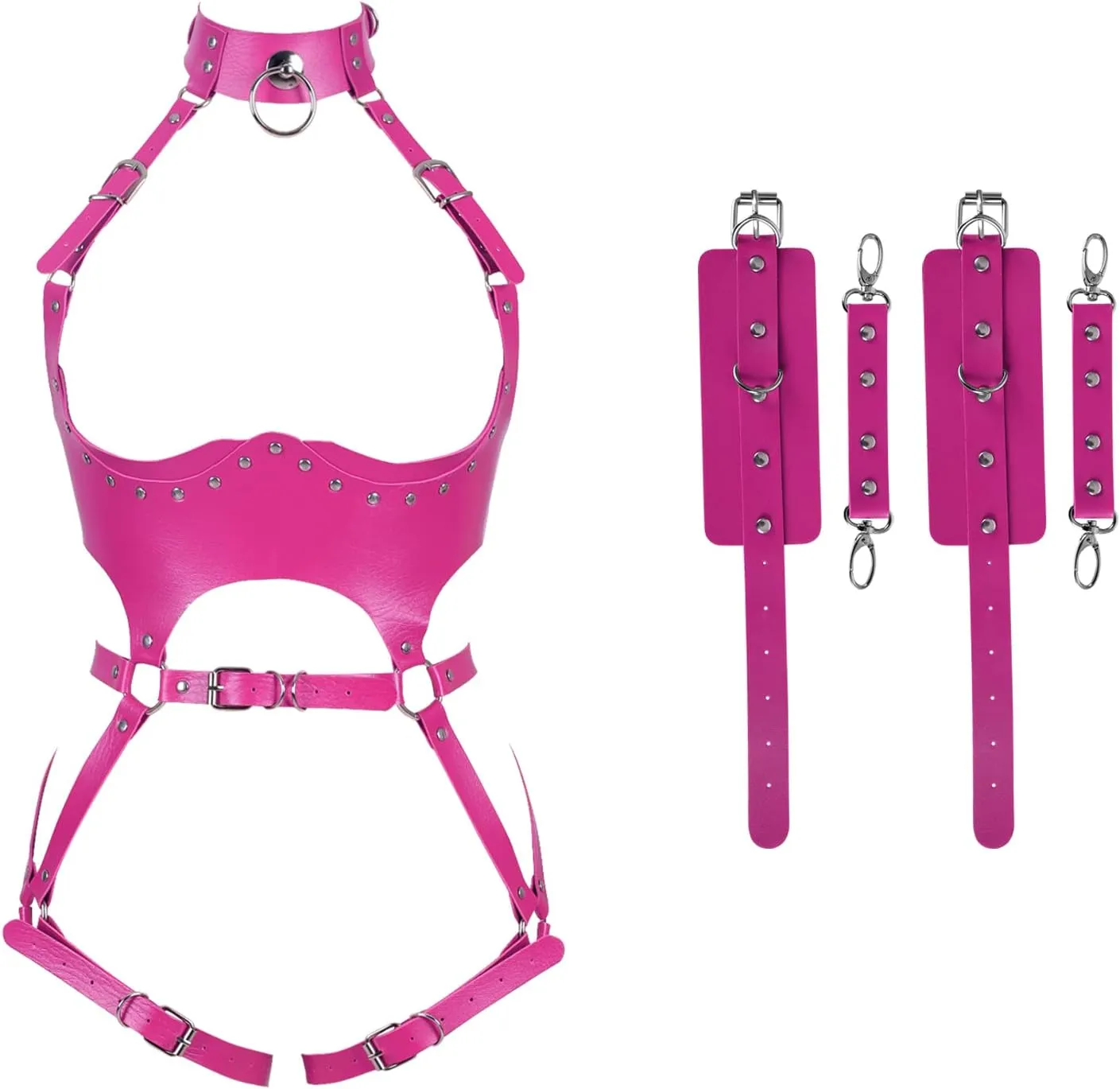 Waist Garter belt Punk Full body harness for women Photography Dance Rock Halloween Leather cage Chest strap set