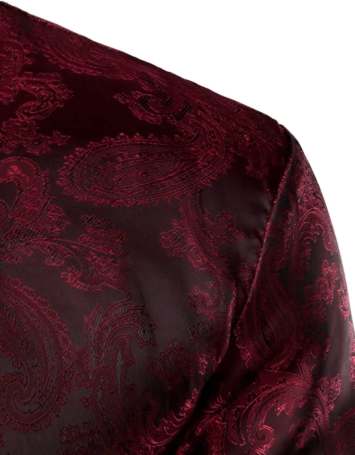 ZEROYAA Men's Paisley Jacquard Slim Fit Long Sleeve Button Up Dress Shirt for Party Prom