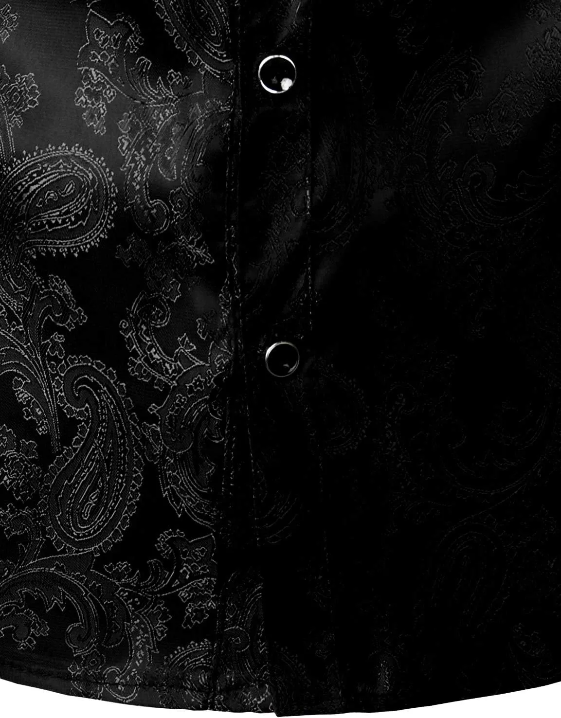 ZEROYAA Men's Paisley Jacquard Slim Fit Long Sleeve Button Up Dress Shirt for Party Prom