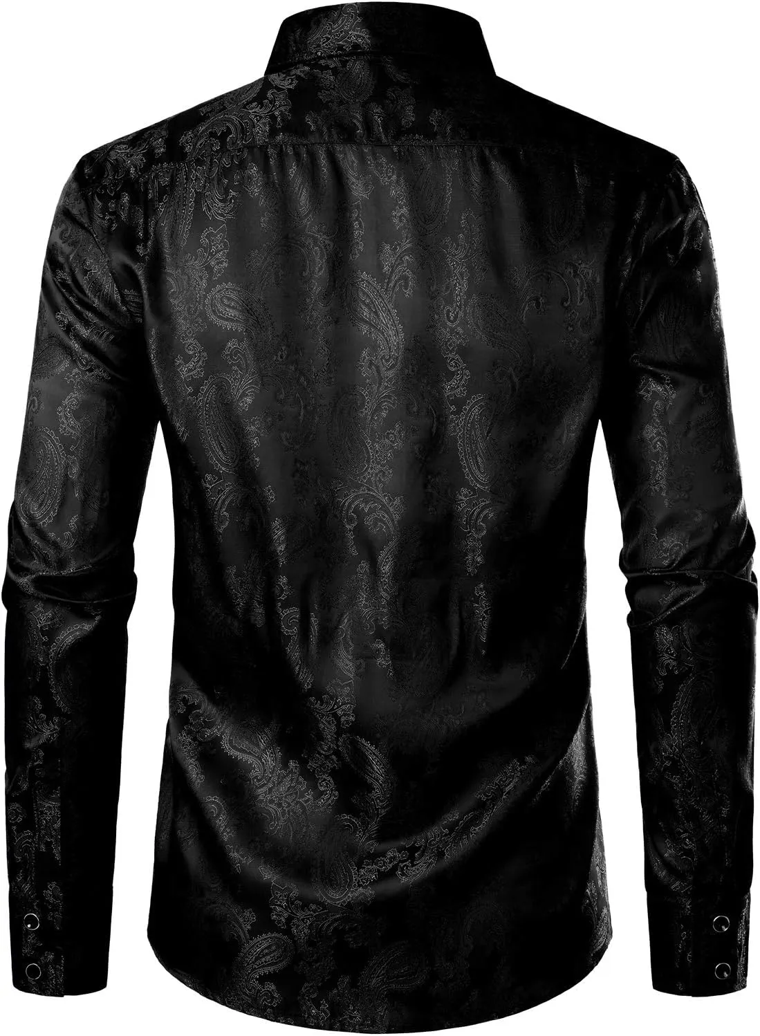 ZEROYAA Men's Paisley Jacquard Slim Fit Long Sleeve Button Up Dress Shirt for Party Prom