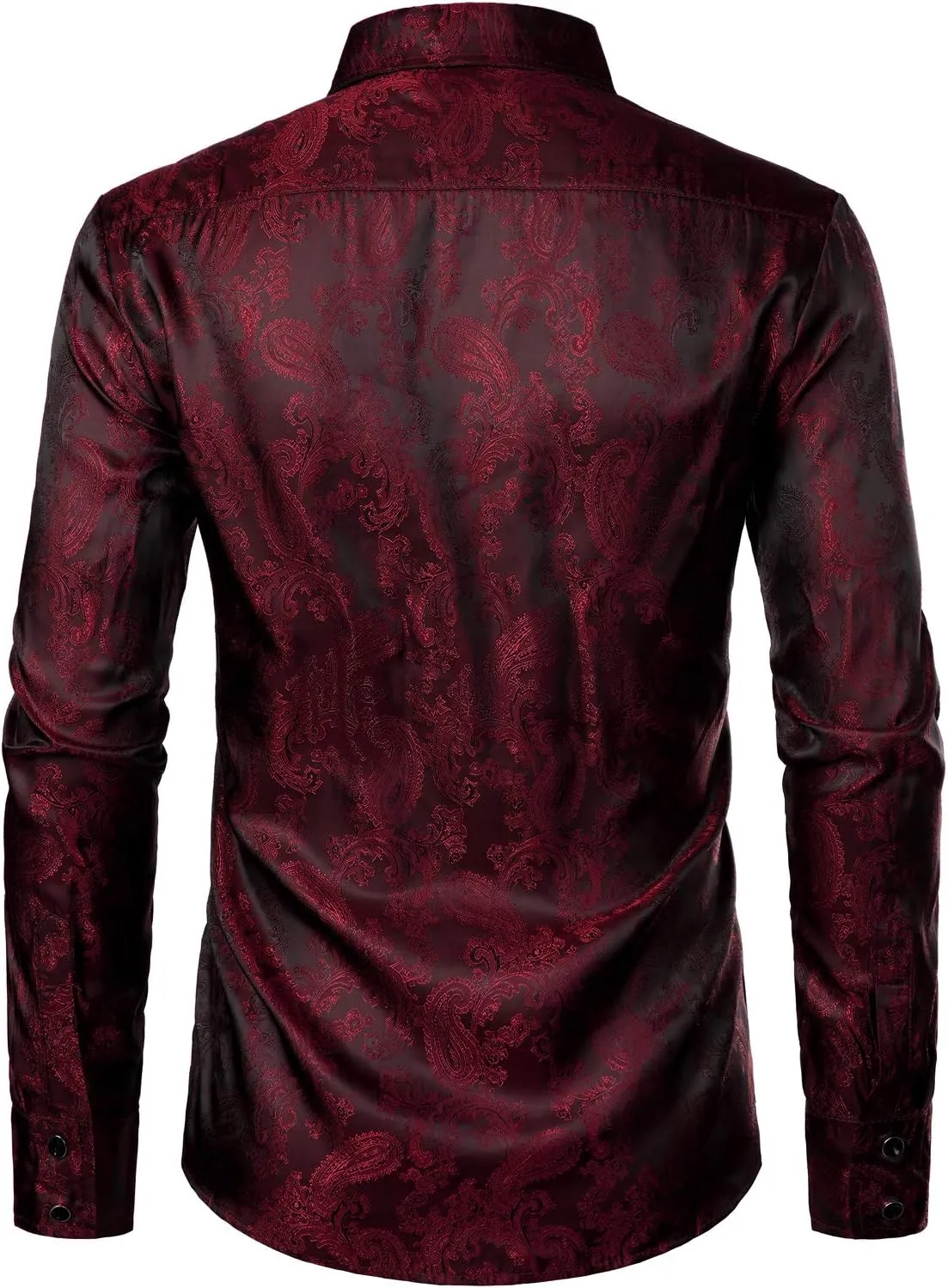 ZEROYAA Men's Paisley Jacquard Slim Fit Long Sleeve Button Up Dress Shirt for Party Prom