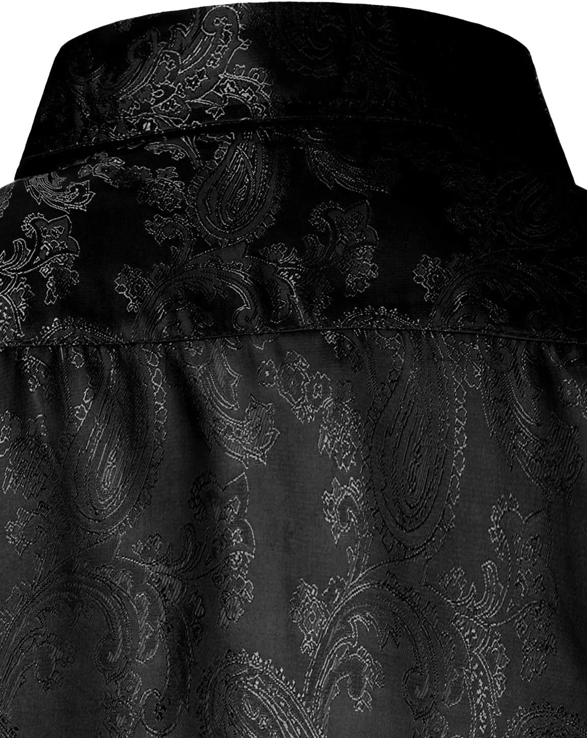 ZEROYAA Men's Paisley Jacquard Slim Fit Long Sleeve Button Up Dress Shirt for Party Prom